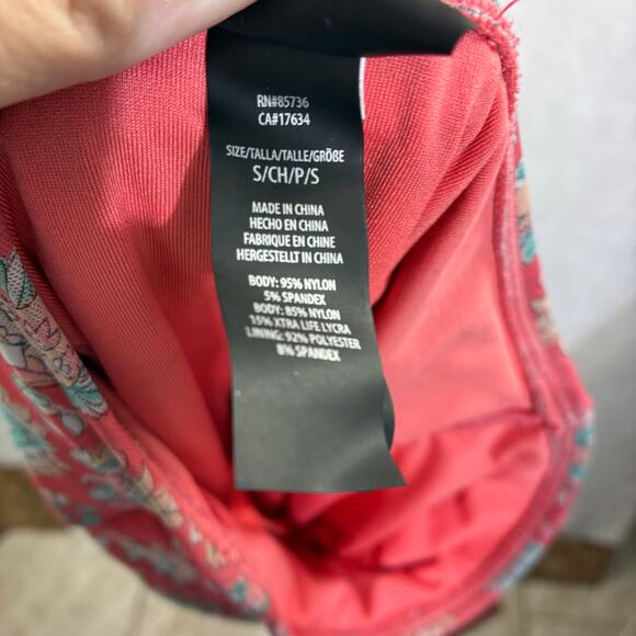 Coco Reef 2 Piece Tankini Top High Waist Bottom Padded 32DD/Small Pink Paisley - Picture 5 of 14